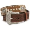 Nocona Men's Crystal Studded Hair-On-Hide Leather Belt - Reg & Big
