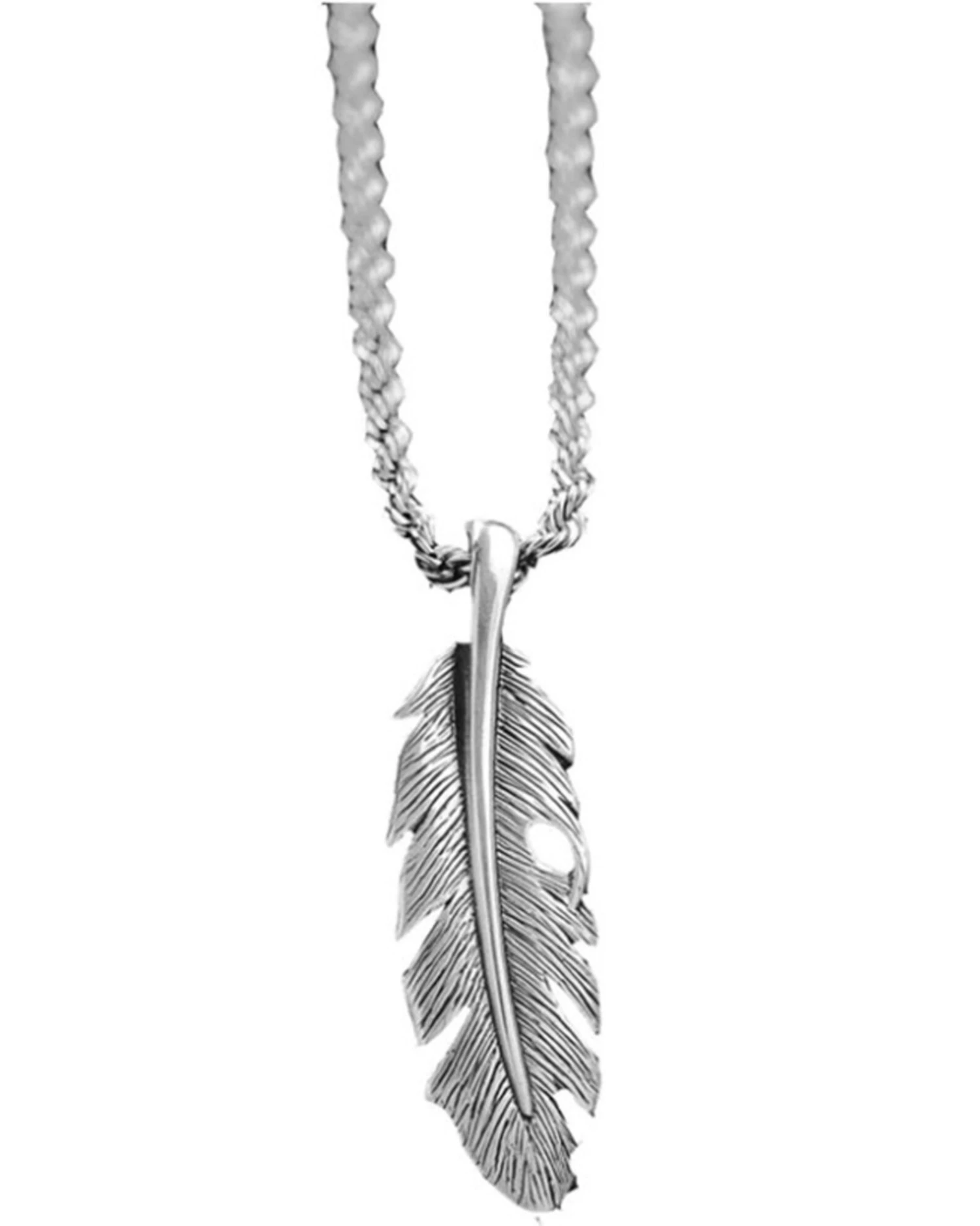 M & F Western Men's Silver Twisted Feather Necklace 3 M & F Western Men's Silver Twisted Feather Necklace