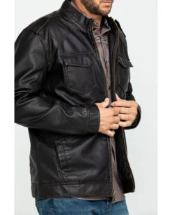 Cody James Men's Backwoods Distressed Faux Leather Moto Jacket  -Ariat || Wrangler || Carhartt Shop 2000282518 200 P4