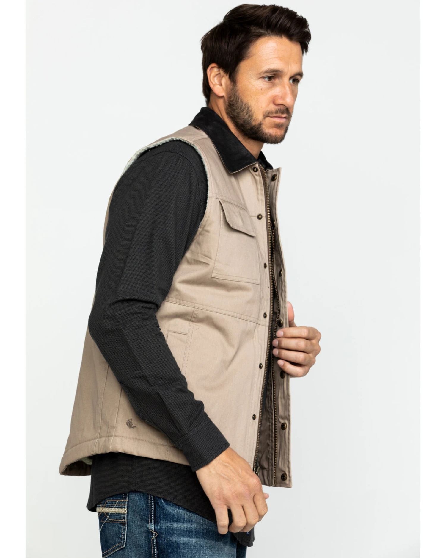 Cody James Men's Tan Ranchero Timberwolf Canvas Vest 6 Cody James Men's Tan Ranchero Timberwolf Canvas Vest - Image 4