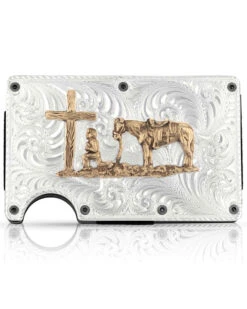 Montana Silversmiths Men's Credit Card & Cash Case With Praying Cowboy