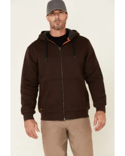 Hawx Men's Brown Martin Insulated Zip-Front Hooded Work Jacket 