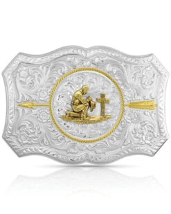 Montana Silversmiths Men's Your Arrow Buckle With Praying Cowboy