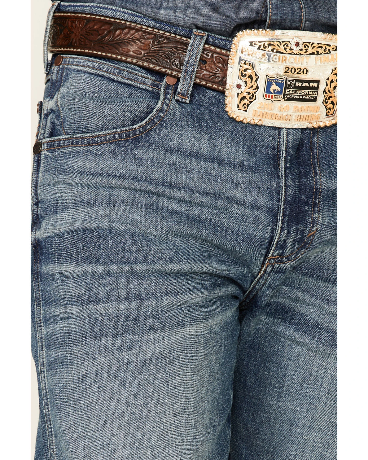 Wrangler Retro Men's Shadow Medium Wash Stretch Slim Bootcut Jeans 4 Wrangler Retro Men's Shadow Medium Wash Stretch Slim Bootcut Jeans - Image 2