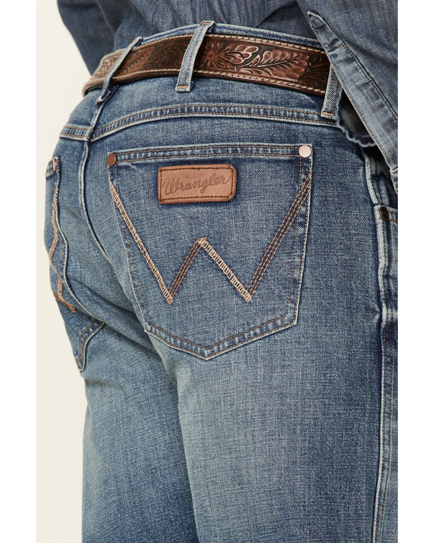Wrangler Retro Men's Shadow Medium Wash Stretch Slim Bootcut Jeans 5 Wrangler Retro Men's Shadow Medium Wash Stretch Slim Bootcut Jeans - Image 3