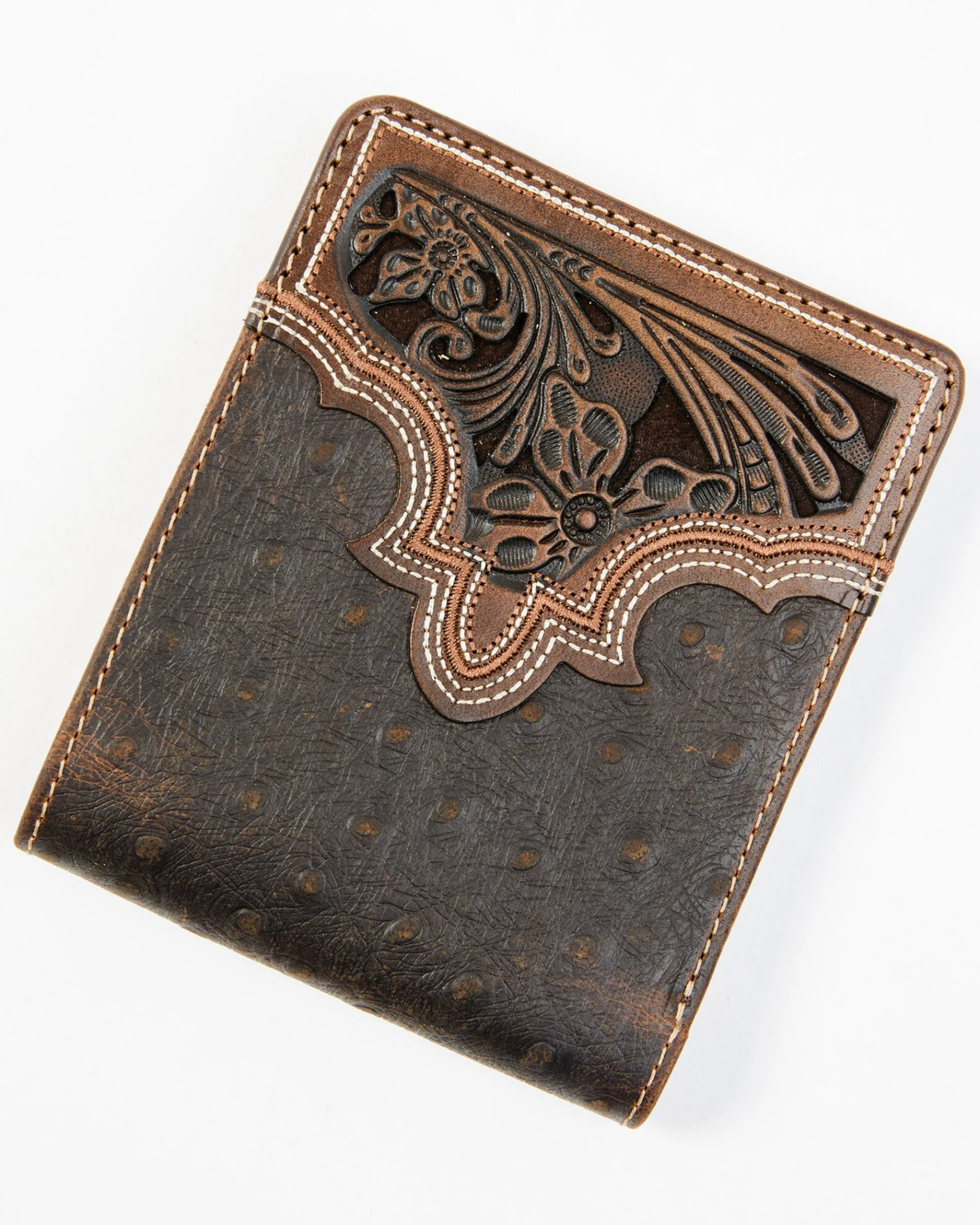 Cody James Men's Brown Ostrich Bifold Tooled Wallet 3 Cody James Men's Brown Ostrich Bifold Tooled Wallet