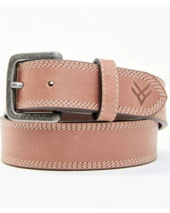 Hawx Men's Brown Pebbled Logo Buckle Leather Belt