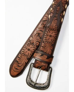 Cody James Men's Lasered Floral Pattern Cream Lace Leather Belt  -Ariat || Wrangler || Carhartt Shop 2000352110 200 P2