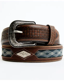 Cody James Men's Embroidered Diamond Concho Basketweave Western Belt