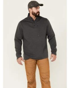 Brothers & Sons Men's Solid Quilt Weathered Mock 1/4 Button Front Pullover
