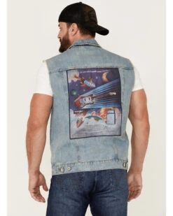 Wrangler X Fender Men's Cowboy Rockstar Patch Denim Vest -Ariat || Wrangler || Carhartt Shop 2000362154 402 P4