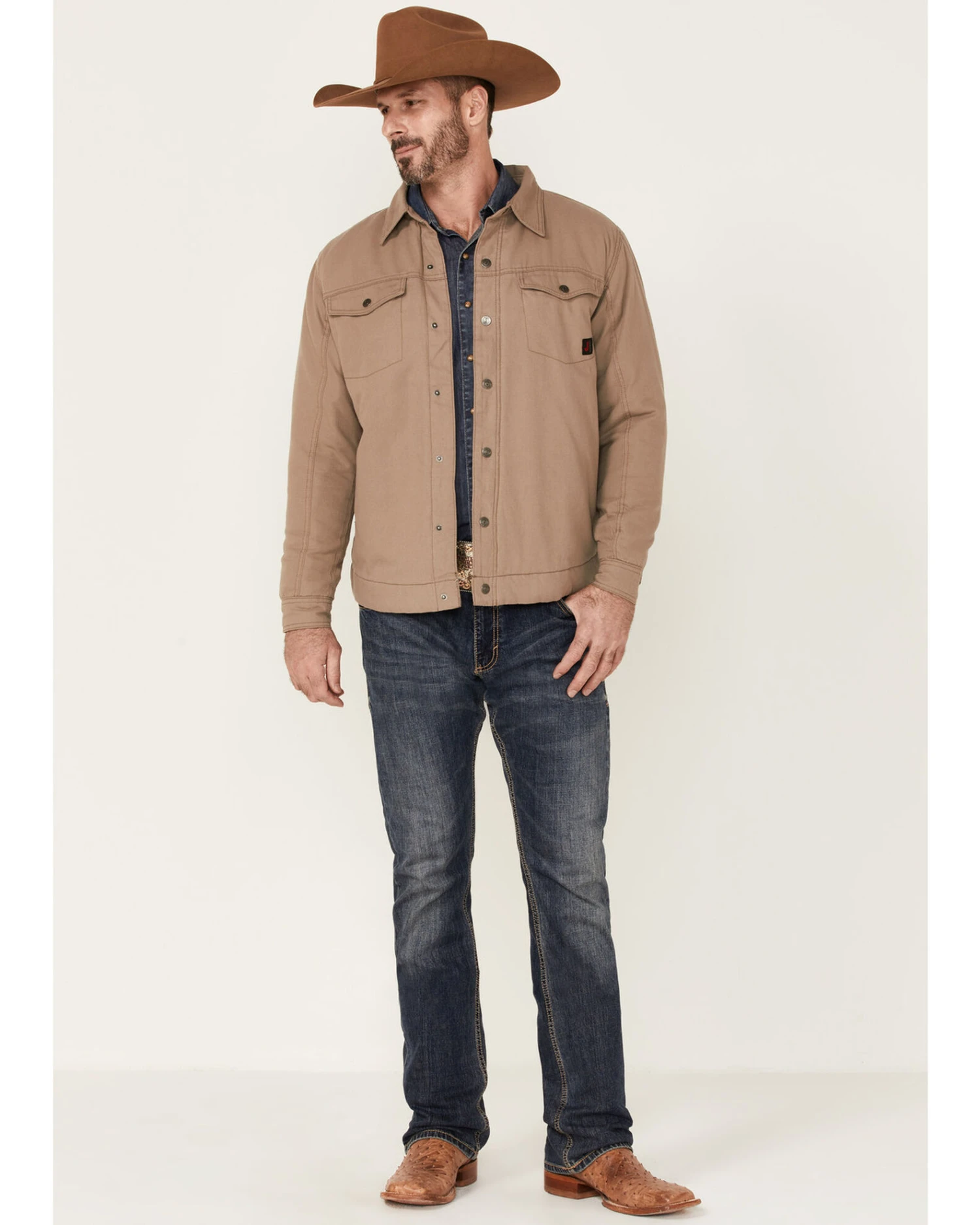 Justin Men's Solid Jackson Long Sleeve Snap Shirt Jacket 4 Justin Men's Solid Jackson Long Sleeve Snap Shirt Jacket - Image 2