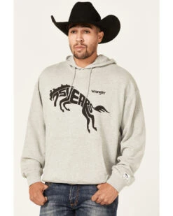 Wrangler Men's 75 Years Heather Gray Horse Graphic Hooded Sweatshirt