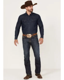 Rock & Roll Denim Men's Revolver Dark Wash Stretch Slim Straight Jeans 