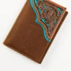 Cody James Men's Turquoise Underlay & Brown Tooled Trifold Wallet -Ariat || Wrangler || Carhartt Shop 2000372920 200 P1