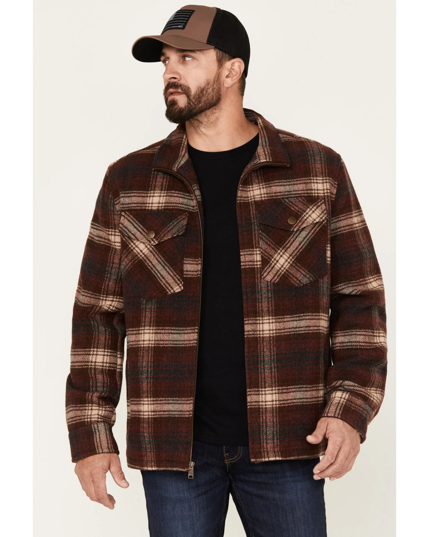 Powder River Outfitters Men's Plaid Print Full-Zip Wool Jacket 3 Powder River Outfitters Men's Plaid Print Full-Zip Wool Jacket