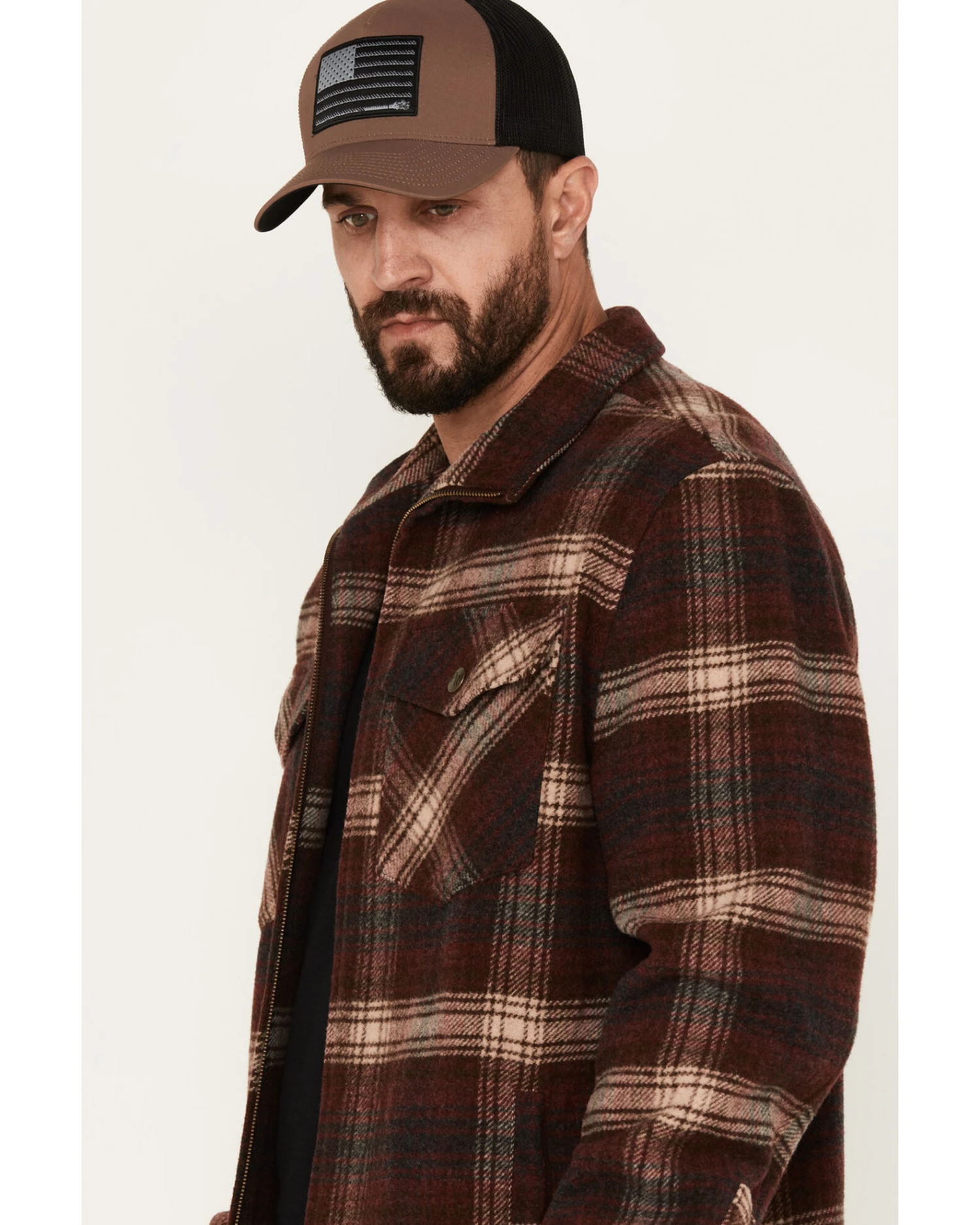 Powder River Outfitters Men's Plaid Print Full-Zip Wool Jacket 4 Powder River Outfitters Men's Plaid Print Full-Zip Wool Jacket - Image 2