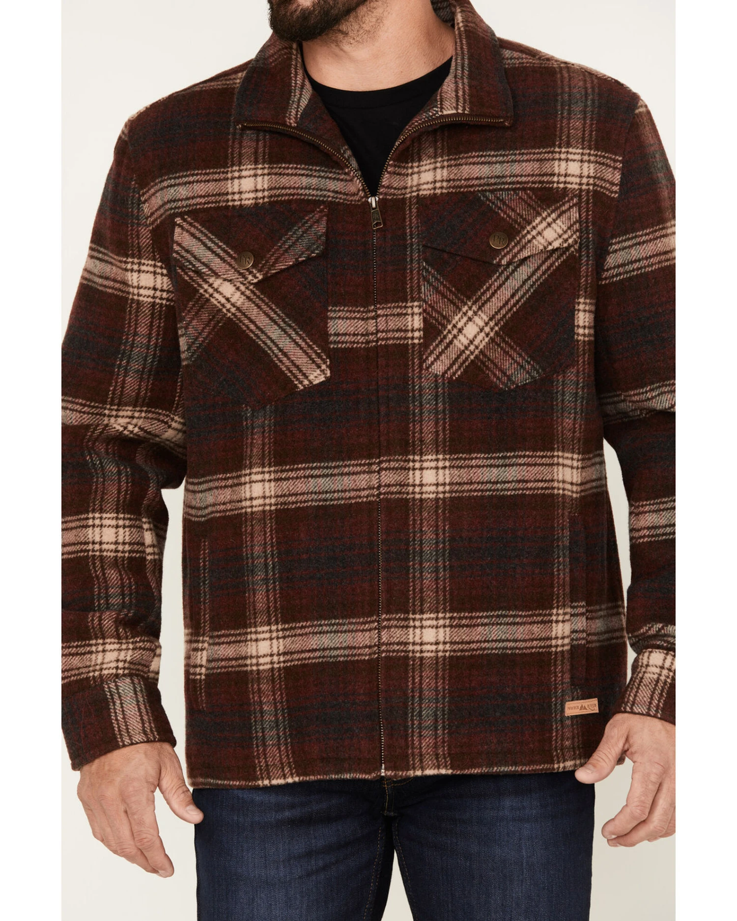 Powder River Outfitters Men's Plaid Print Full-Zip Wool Jacket 5 Powder River Outfitters Men's Plaid Print Full-Zip Wool Jacket - Image 3