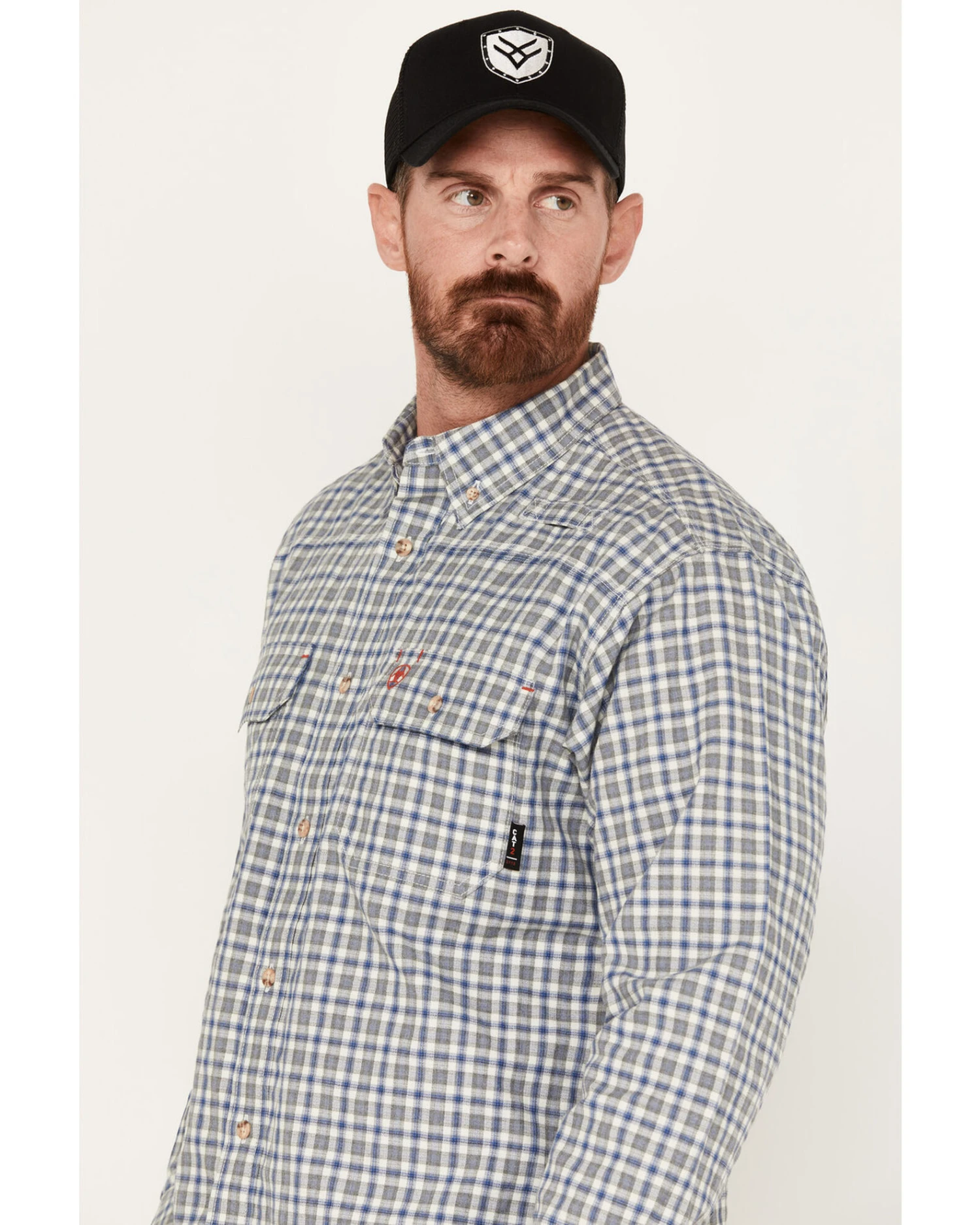 Ariat Men's FR Plaid Print Featherlight Long Sleeve Button Down Work Shirt 4 Ariat Men's FR Plaid Print Featherlight Long Sleeve Button Down Work Shirt - Image 2